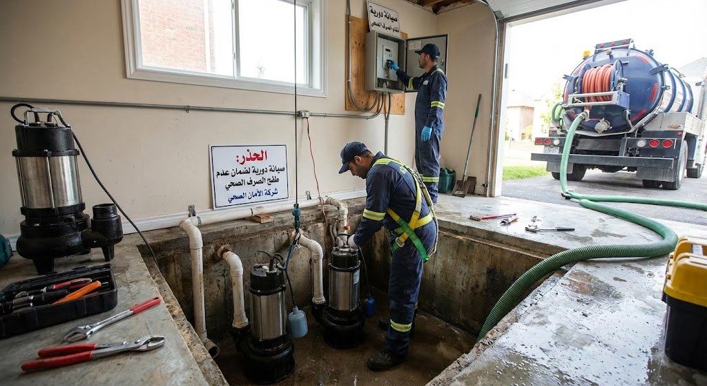 صيانة مكائن الجورة وتنظيف المناهيل بالسرداب