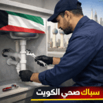 سباك في الكويت يقوم بإصلاح وتمديد أنابيب المياه باستخدام أدوات حديثة