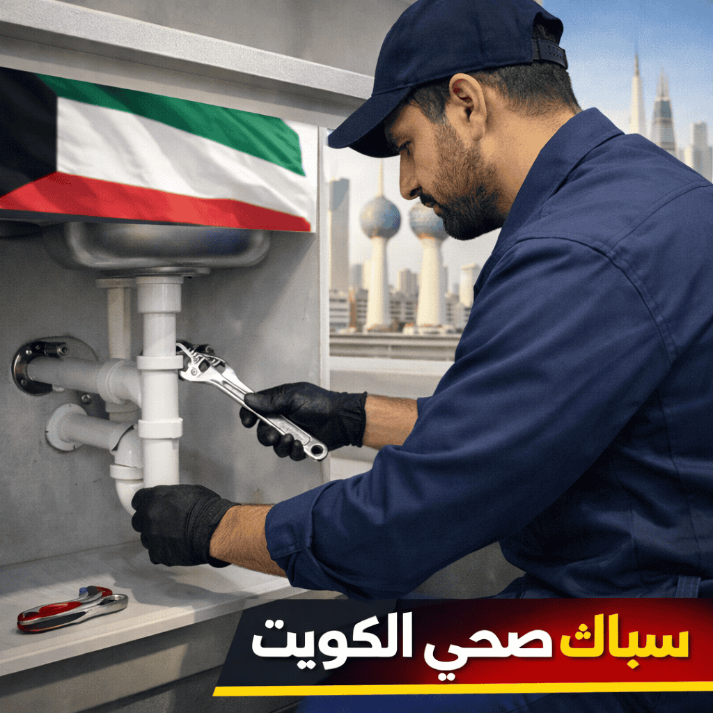 سباك في الكويت يقوم بإصلاح وتمديد أنابيب المياه باستخدام أدوات حديثة
